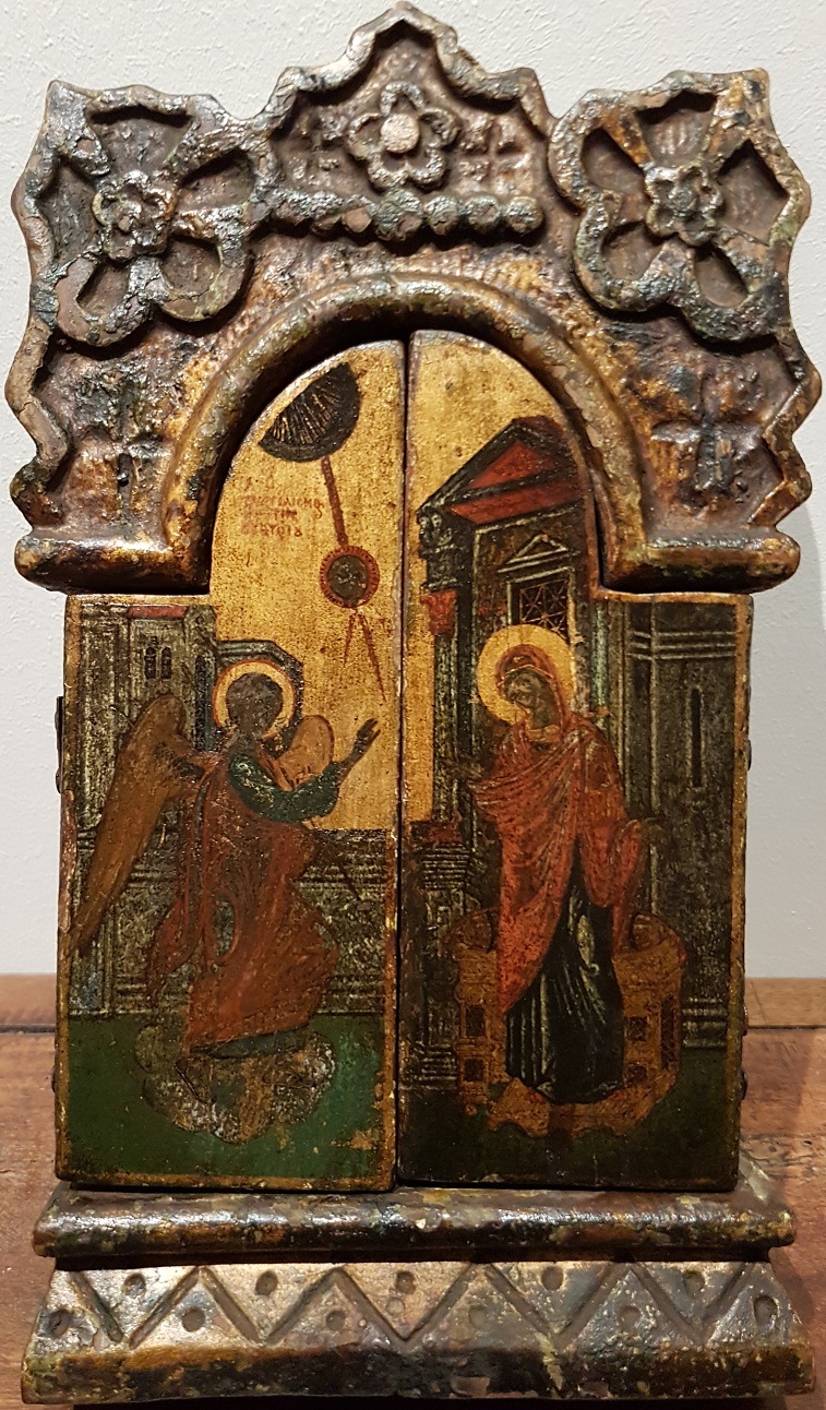 Greek icons: Triptych with theme The Annunciation 