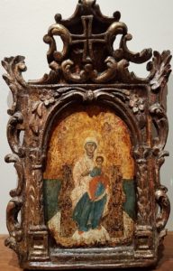 Virgin Enthroned in carved frame 18th century