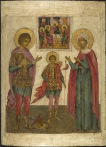 Oude Russische houten ikonen, IMG_5115 The Three Saints