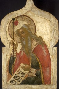 031 Antique Russian Wooden Icon: Prophet Aaron