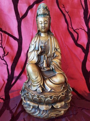 Brass Guan Yin in Meditation, China Republic Period (1911-1948)