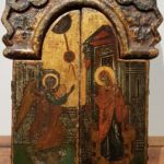 Greek triptych icon: Triptych with theme The Annunciation