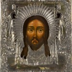 Russian wooden icon with silver rizza