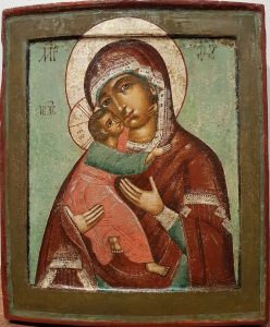 No 9330 Russian icon - Mother of God of Vladimir 2nd half 18th century