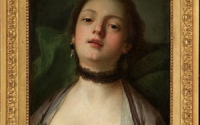 Portrait of a young girl with choker and pearl earrings, Oil on canvas, Workshop of Count Pietro Antonio Rotari, Verona 1707-St Petersburg 1763